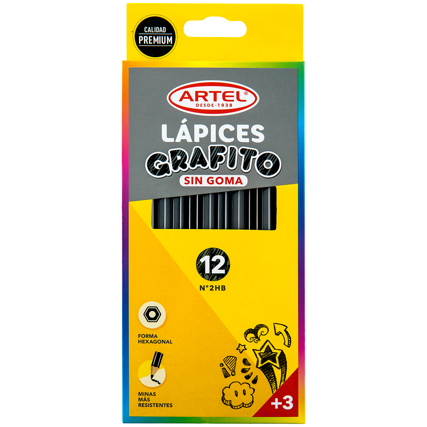 Lápiz Grafito 2B 12 un.