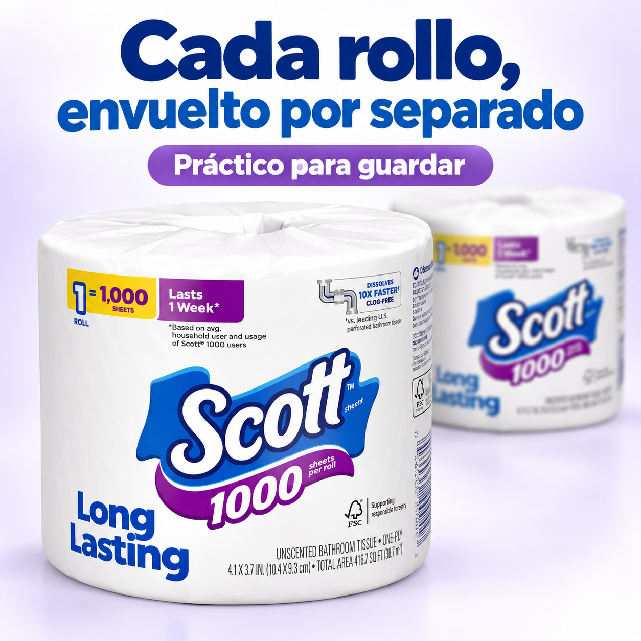 Papel higiénico Scott Bath 1000 hojas 1 capa 36 un - Image 4
